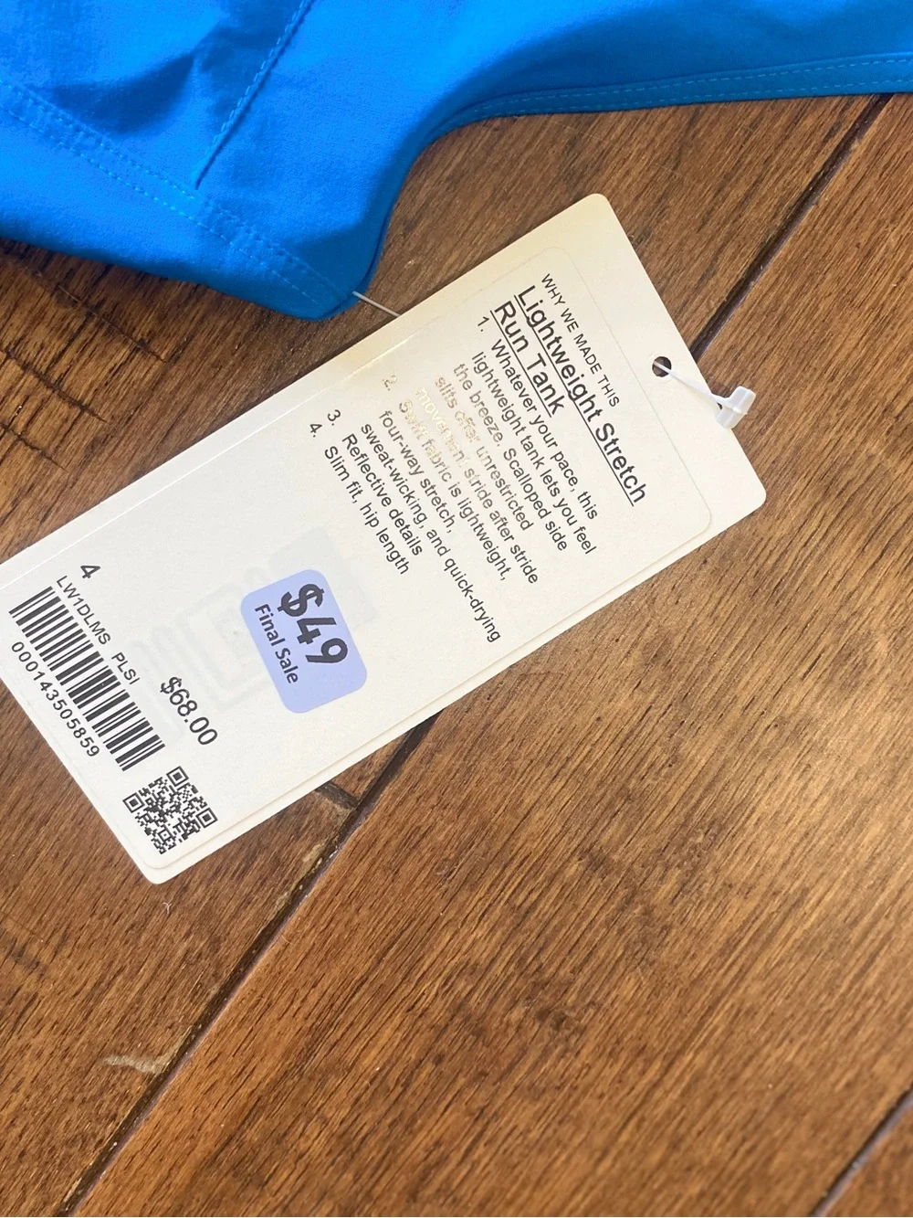 NWT Lululemon lightweight stretch run tank blue size 4 xs small $68 value